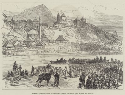 Austrian Occupation of Bosnia, Troops Crossing the Bosna at Maglai by Sir John Charles Robinson